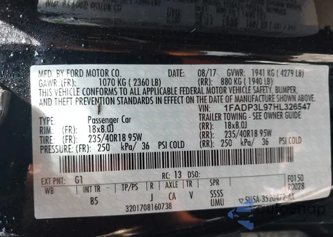 2017 Ford Focus St из США, поврежденный, VIN 1FADP3L97HL326547